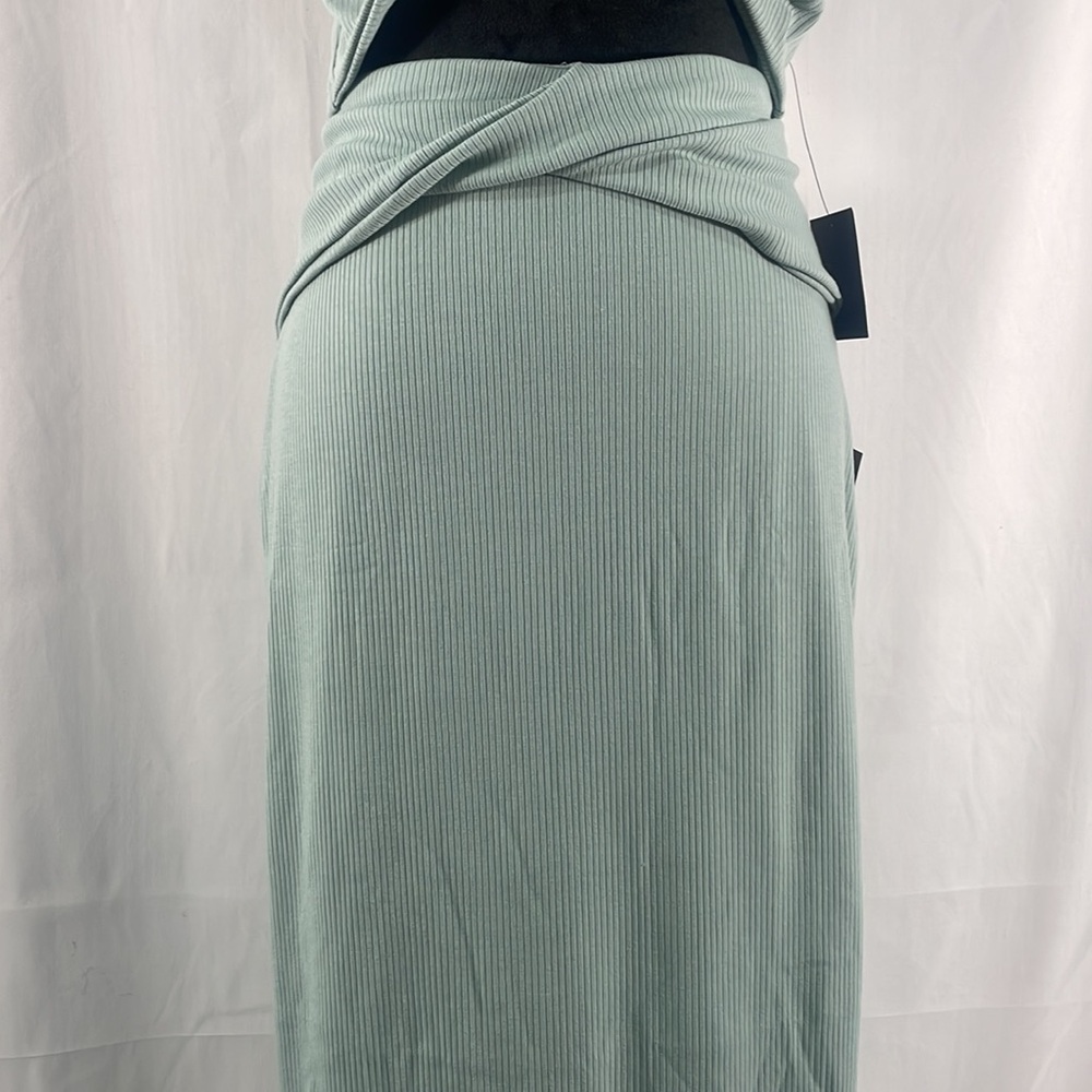 Lulus make my move mint blue ribbed tie front two piece midi dress, XL - Picture 3 of 14